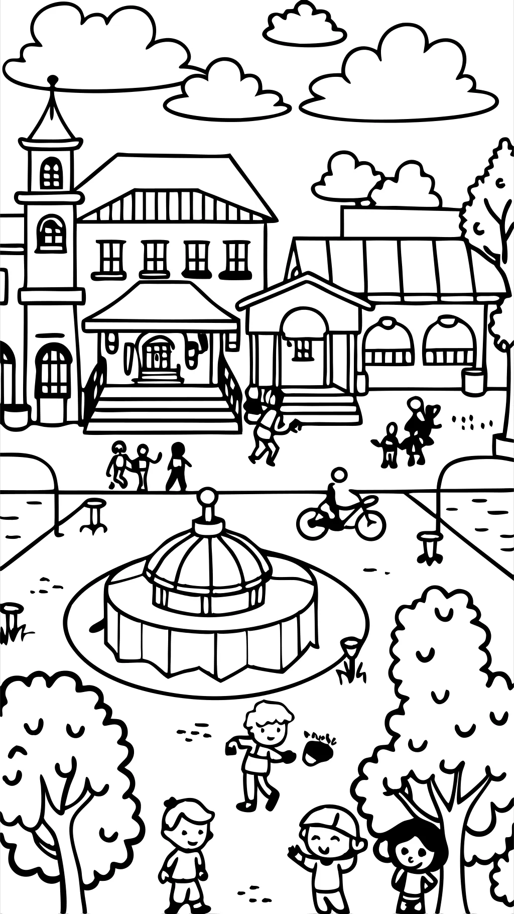 coloring pages town